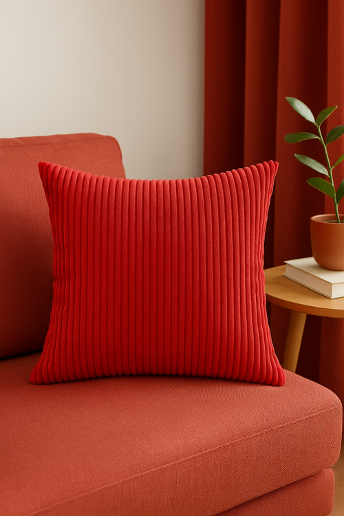 housse de coussin personnalisable en velours côtelé rayé 65x65 ou 70x70 cm - vue 2 sur 2