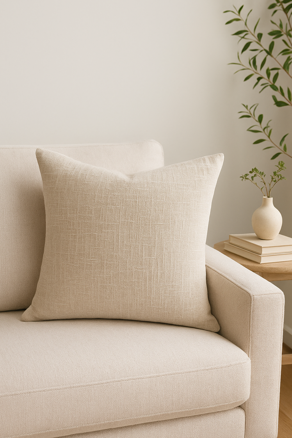 housse de coussin personnalisée en lin épais uni différentes tailles disponibles - vue 3 sur 2