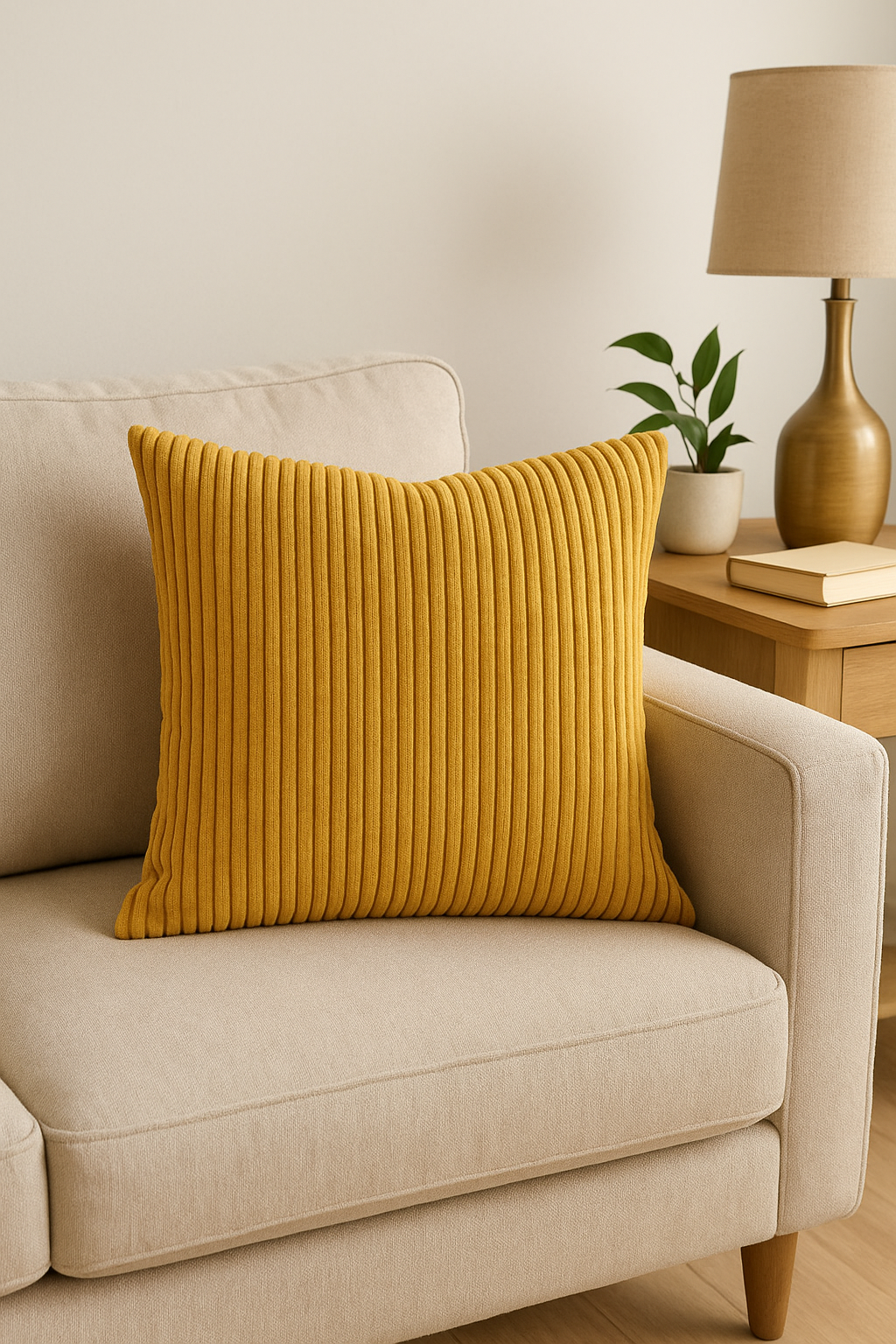housse de coussin personnalisée en velours côtelé rayé 65x65 ou 70x70 cm