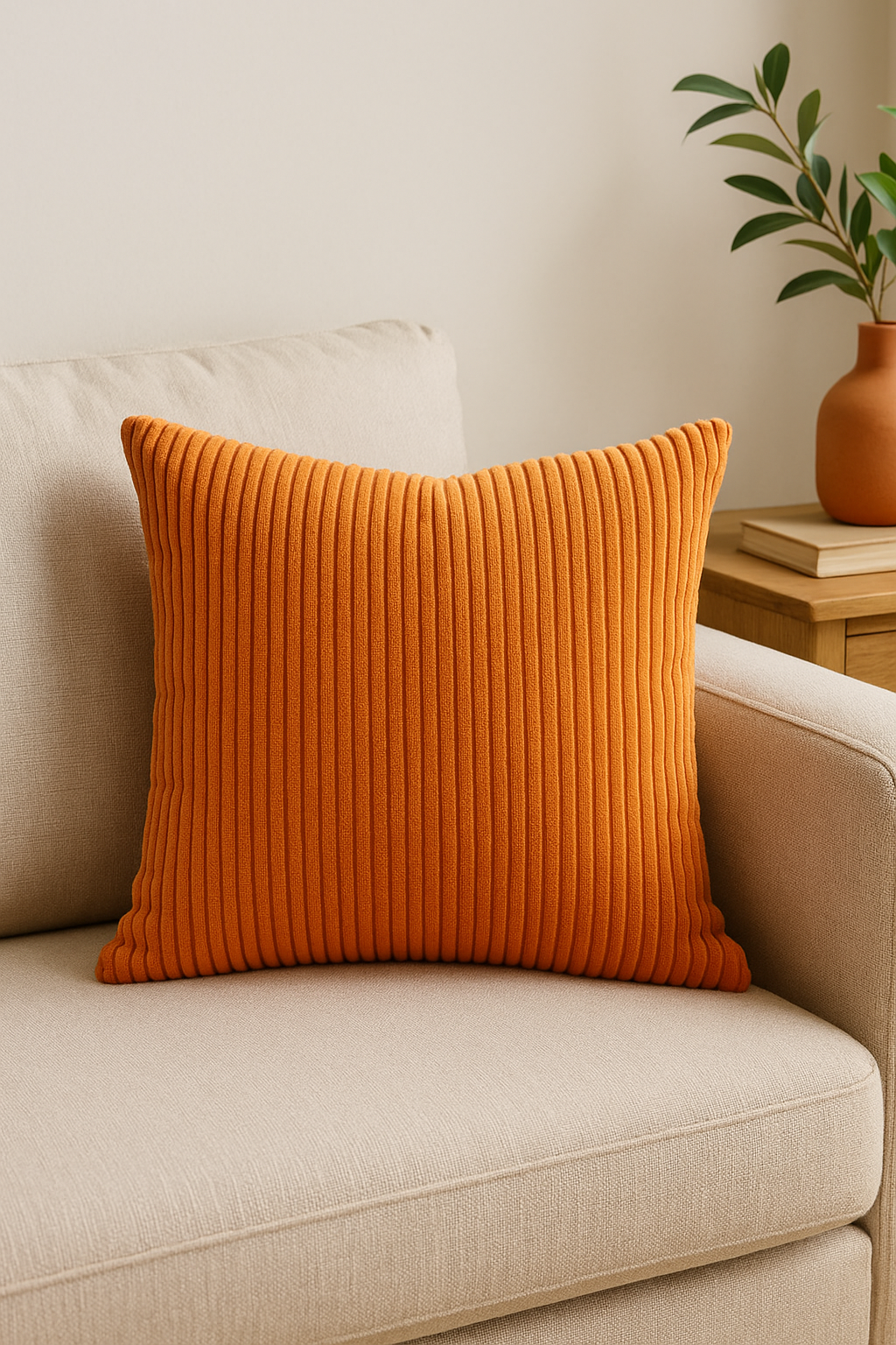 housse de coussin personnalisée en velours côtelé rayé grande taille