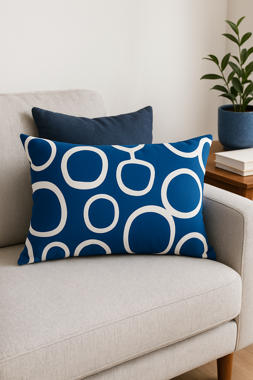housse de coussin polyester animaux marins bleus 30x50 cm - vue 2 sur 2