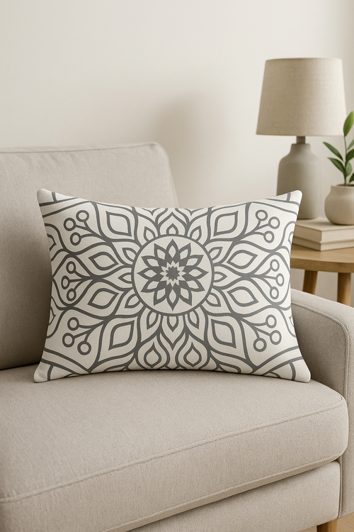 housse de coussin polyester motif mandala géométrique 30 x 50 cm - vue 2 sur 2