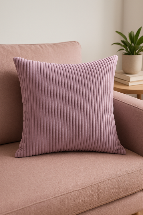 housse de coussin rayée en velours côtelé personnalisable 65x65 70x70 cm - vue 2 sur 2