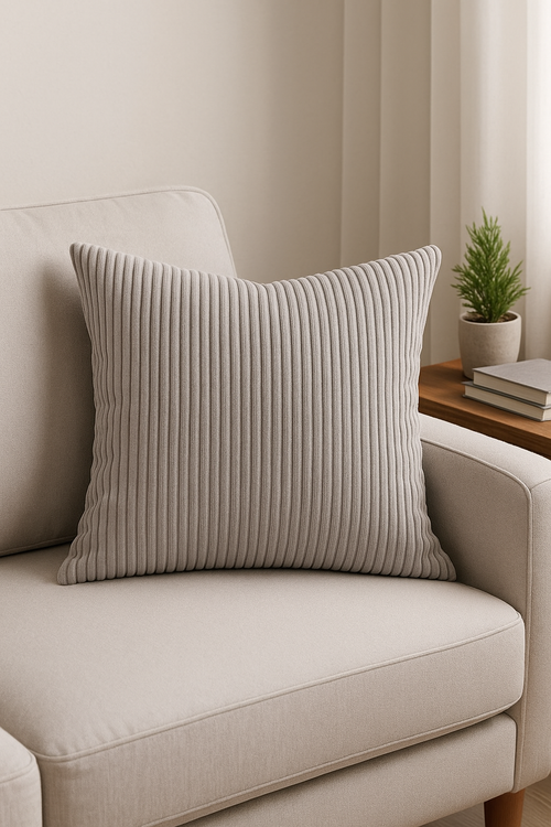 housse de coussin rayée en velours côtelé personnalisable grand format - vue 2 sur 2