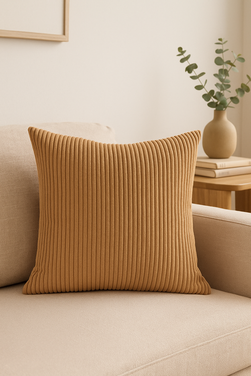housse de coussin rayée en velours côtelé personnalisable grande taille - vue 2 sur 2