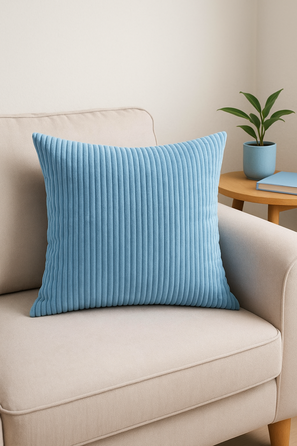 housse de coussin rayée en velours personnalisable 65x65 ou 70x70 cm - vue 3 sur 2