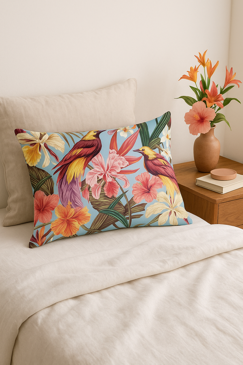 housse de coussin rectangulaire à motif fleurs tropicales 30 x 50 cm
