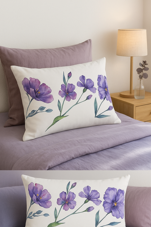 housse de coussin rectangulaire à motif fleurs tropicales 30x50 cm - vue 3 sur 2