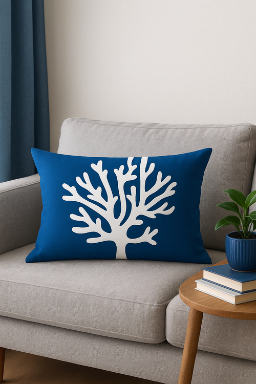 housse de coussin rectangulaire animaux marins motif bleu 30 x 50 cm - vue 2 sur 2