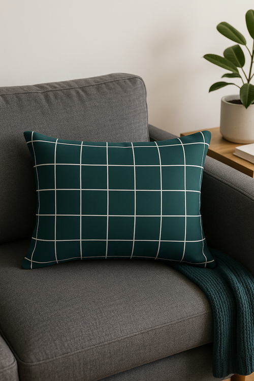 housse de coussin rectangulaire arc-en-ciel et motif végétal - vue 2 sur 2