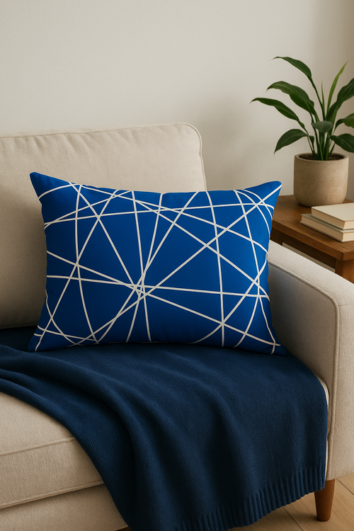 housse de coussin rectangulaire bleu motif animaux marins 30x50 cm - vue 2 sur 2