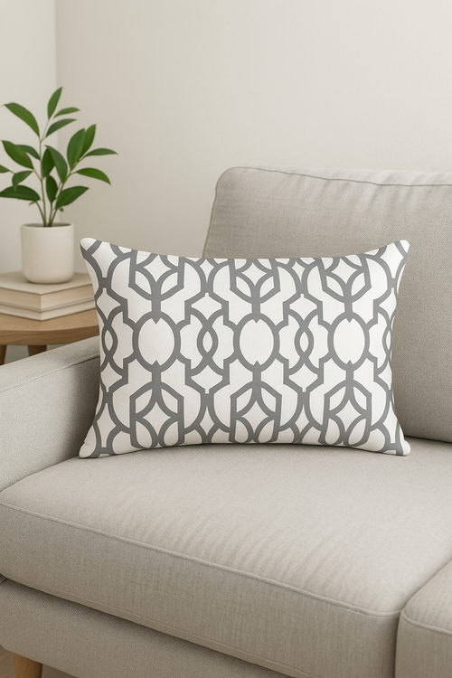 housse de coussin rectangulaire géométrique gris décoratif pour intérieur - vue 3 sur 2