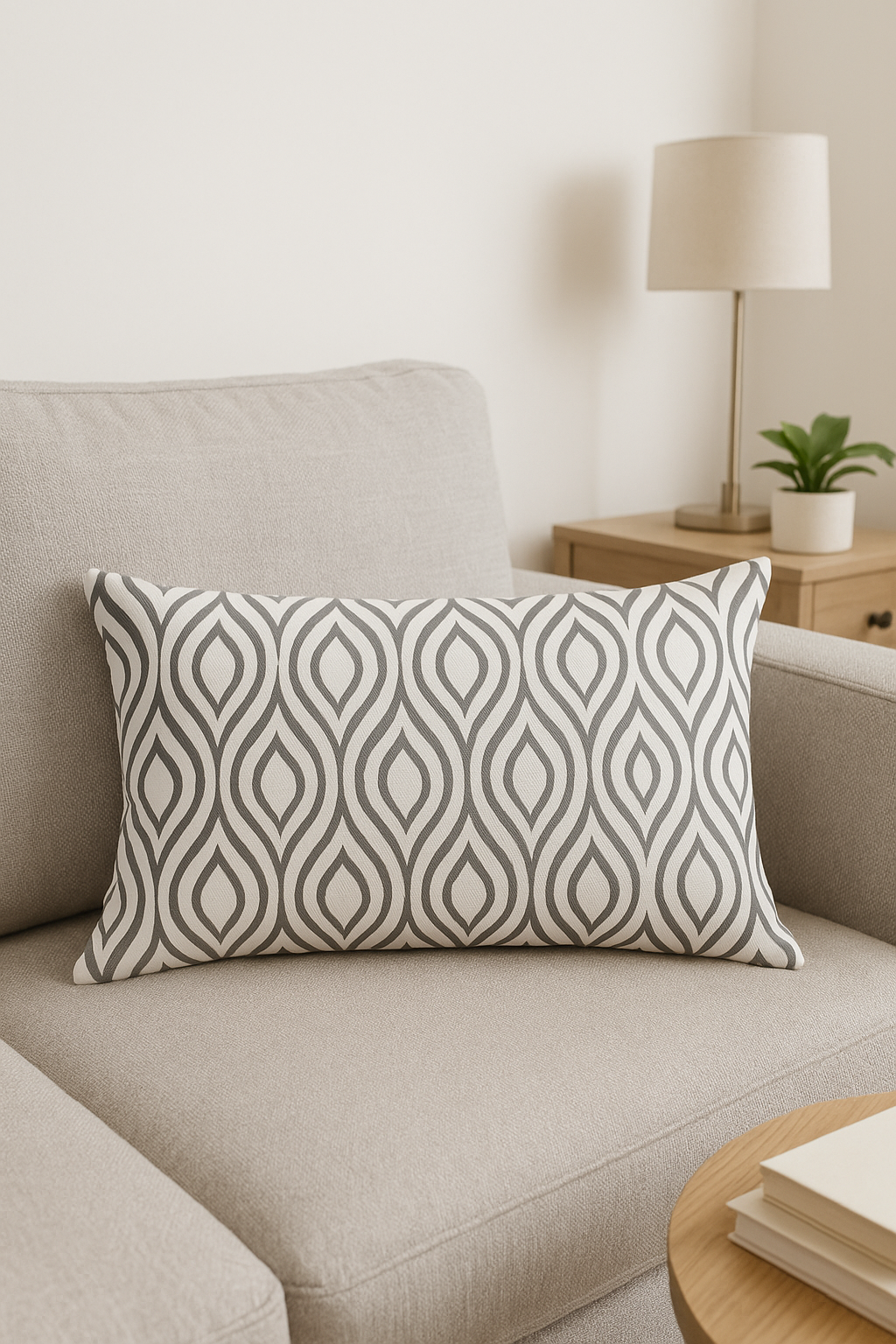 housse de coussin rectangulaire géométrique gris patchwork décorative - vue 3 sur 2