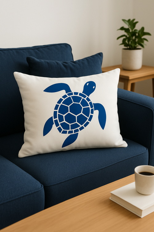 housse de coussin rectangulaire motif animaux marins bleus 30 x 50 cm - vue 3 sur 2