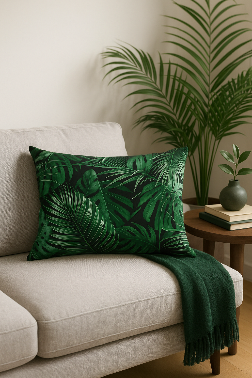 housse de coussin rectangulaire motif fleurs tropicales 30x50 cm - vue 2 sur 2