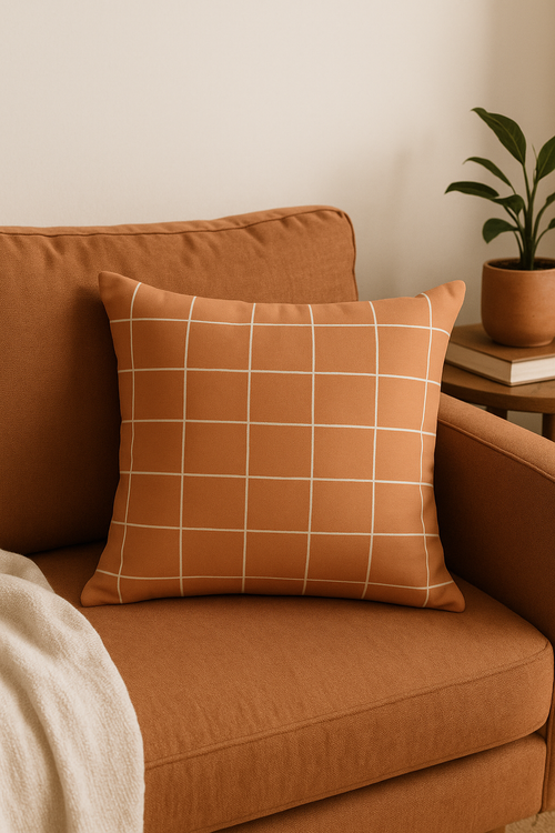 housse de coussin rectangulaire motif géométrique arc-en-ciel et végétal - vue 2 sur 2