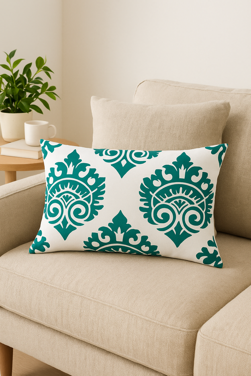 housse de coussin rectangulaire motif géométrique coloré 30 x 50 cm - vue 2 sur 2