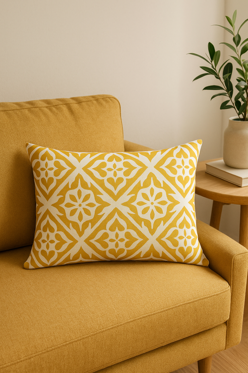housse de coussin rectangulaire motif géométrique coloré 30 x 50 cm - vue 2 sur 2