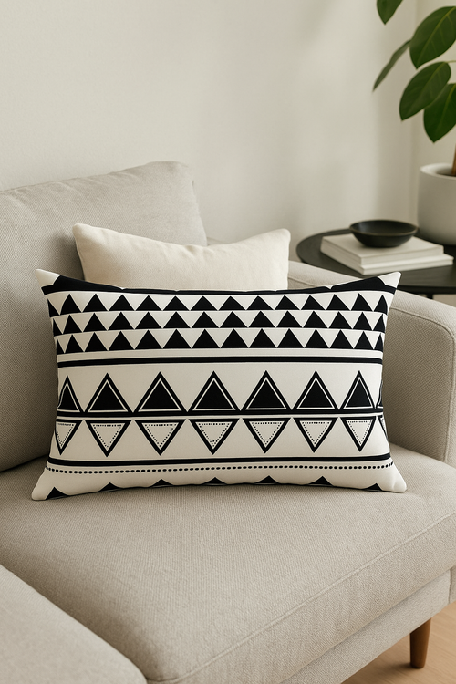 housse de coussin rectangulaire motif géométrique coloré 30 x 50 cm - vue 2 sur 2