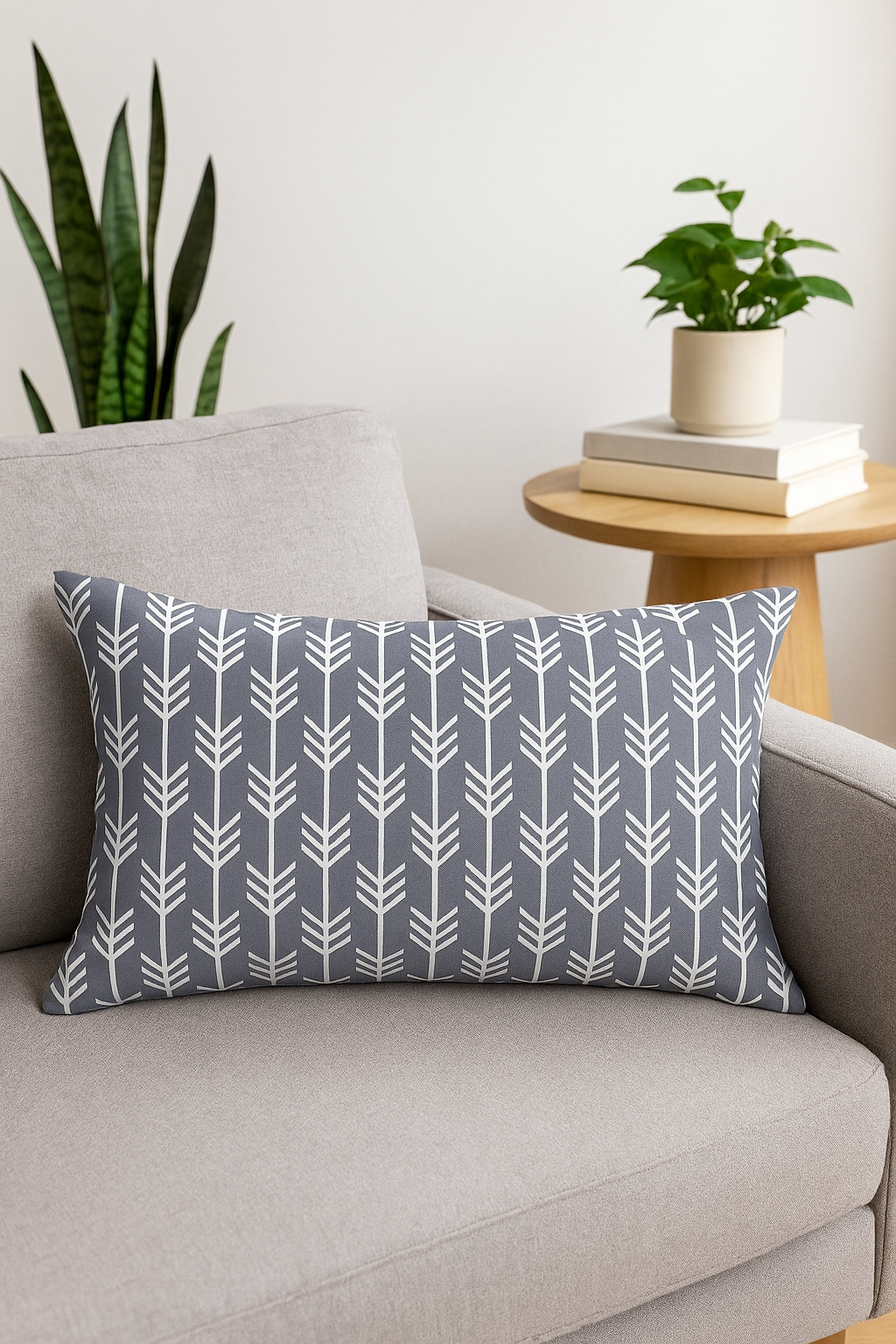 housse de coussin rectangulaire motif géométrique gris patchwork décoratif - vue 3 sur 2