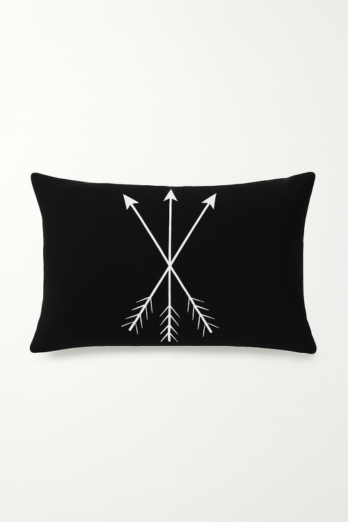 housse de coussin rectangulaire motif géométrique noir et jaune 30 x 50 cm