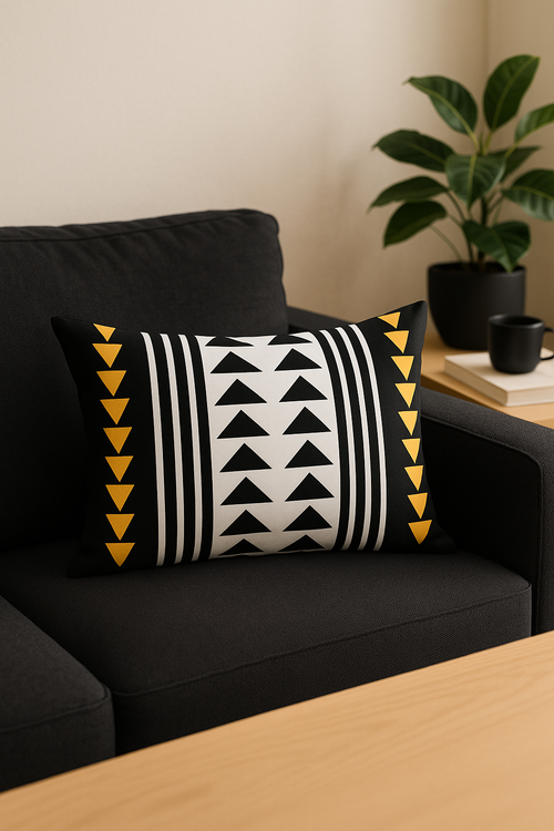 housse de coussin rectangulaire motif géométrique nordique coloré 30x50 cm - vue 2 sur 2