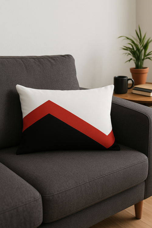 housse de coussin rectangulaire motif géométrique nordique jaune rouge - vue 2 sur 2