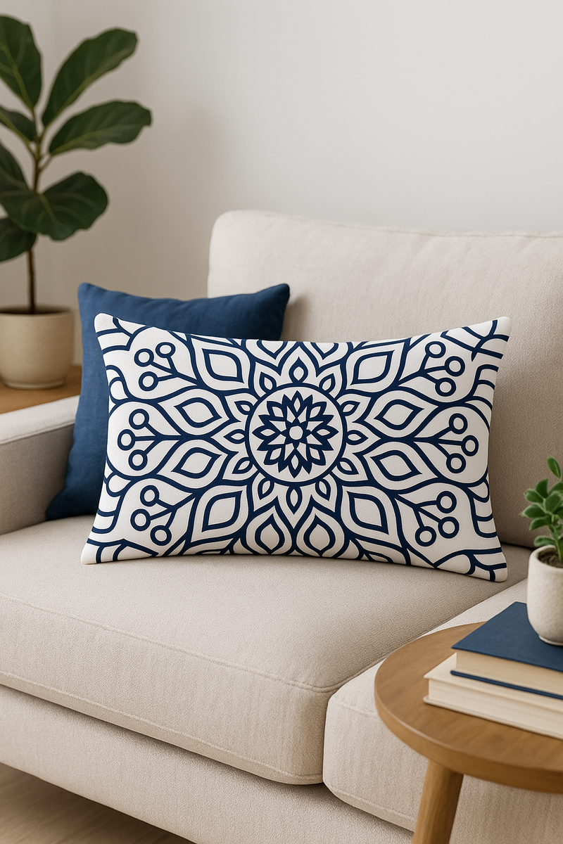 housse de coussin rectangulaire motif mandala géométrique 30 x 50 cm