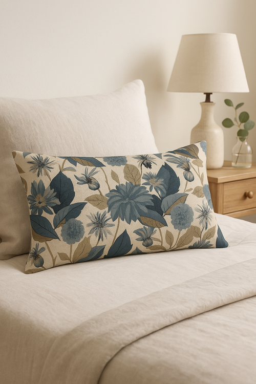 housse de coussin rectangulaire motifs feuilles de tournesol décoratif - vue 2 sur 2