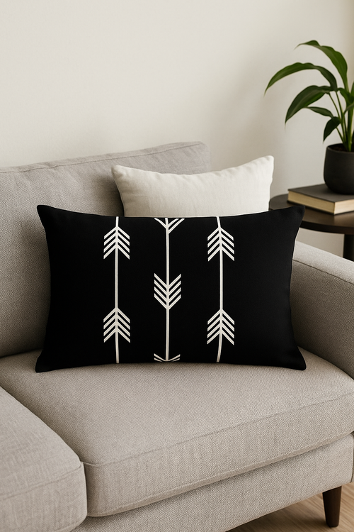housse de coussin rectangulaire noir et blanc marbré 30 x 50 cm - vue 2 sur 2