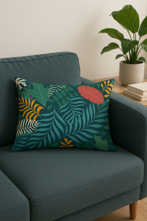 housse de coussin rectangulaire tropicale vertes 30 x 50 cm - vue 2 sur 2