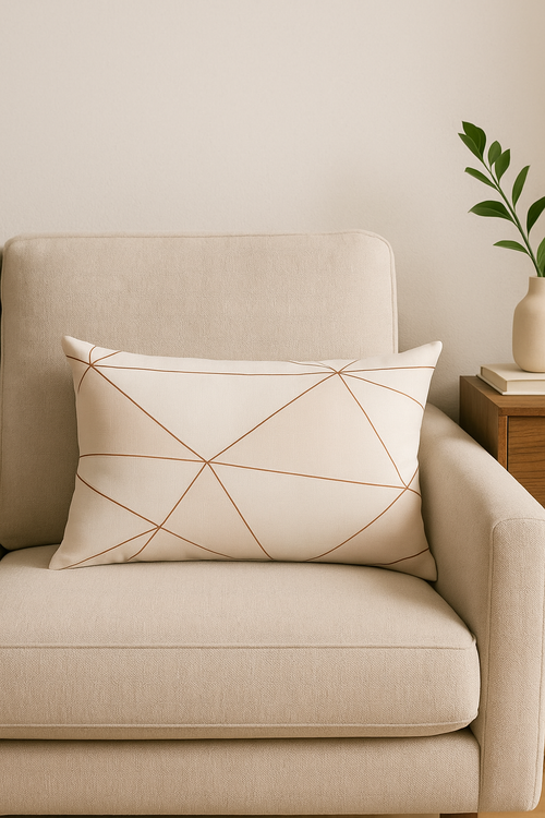 housse de coussin rose à motif géométrique décoratif pour la maison - vue 2 sur 2