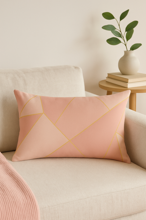 housse de coussin rose avec motif géométrique tendance décoratif - vue 2 sur 2