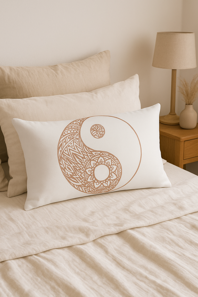 housse de coussin rose motif géométrique décoratif tendance pour la maison