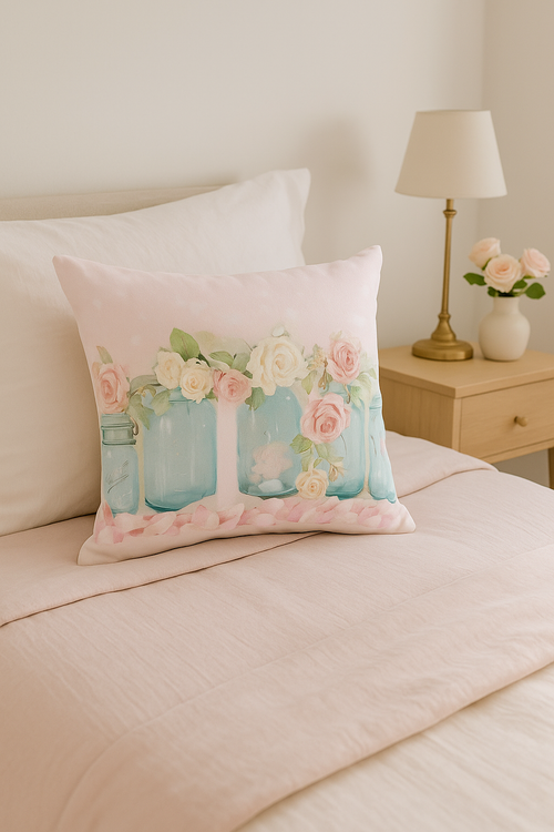 housse de coussin rose motif nordique pour décoration élégante - vue 2 sur 2