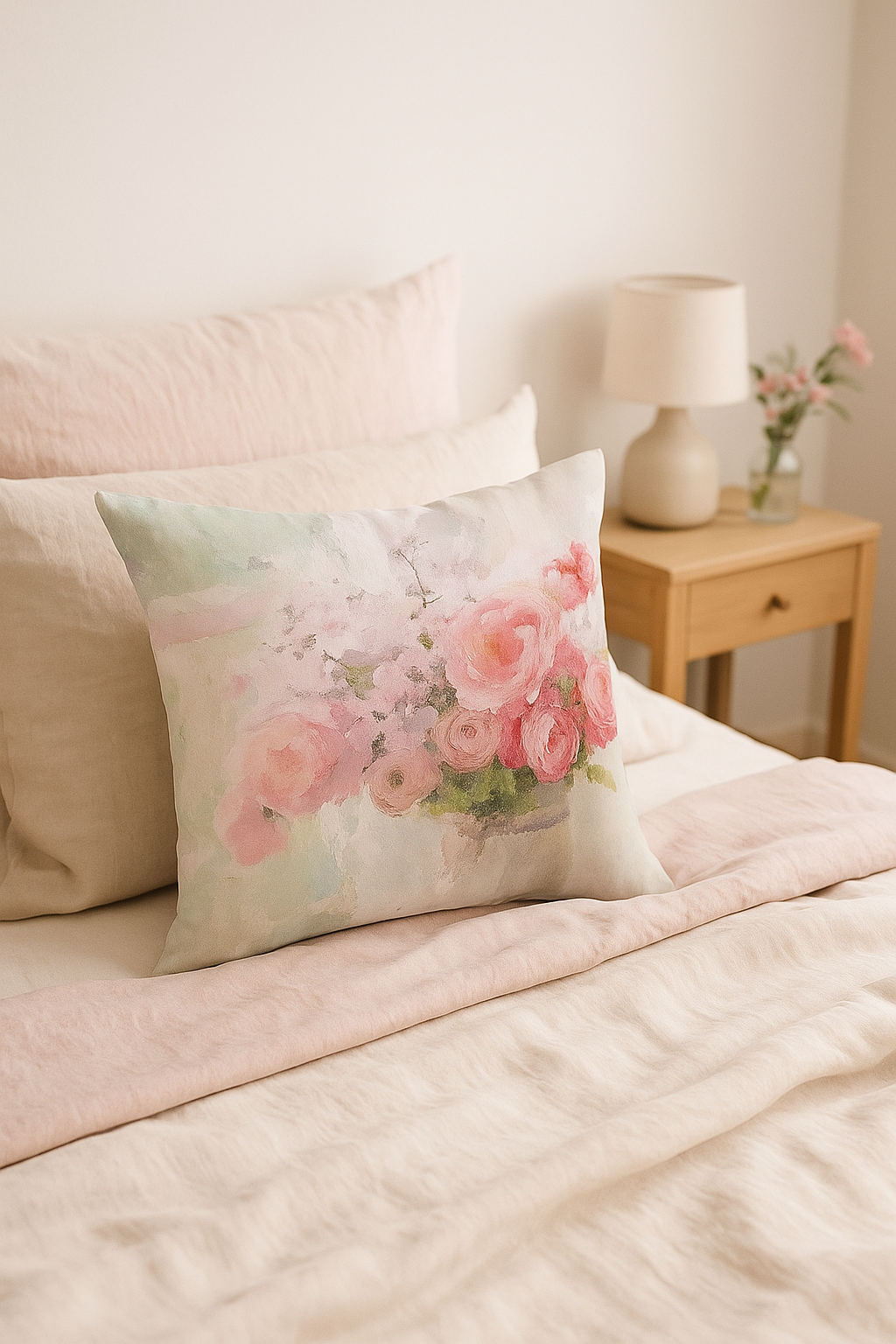 housse de coussin rose style nordique pour déco élégante