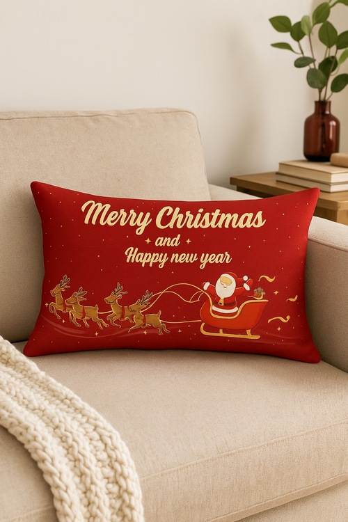 housse de coussin rouge de noël pour décoration intérieure - vue 2 sur 2