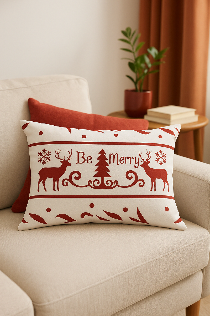 housse de coussin rouge de Noël pour décoration intérieure