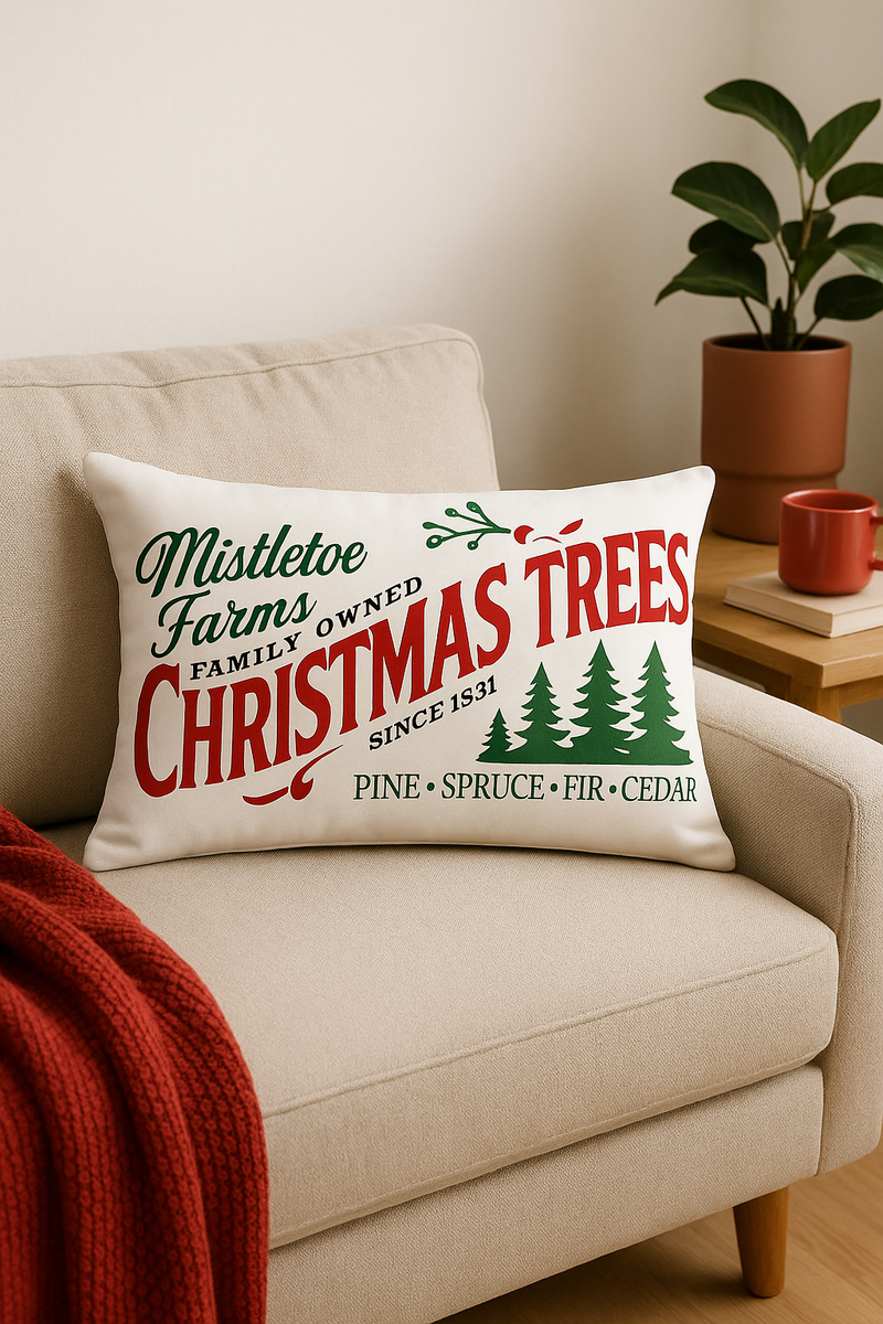 housse de coussin rouge décorative pour Noël et canapé