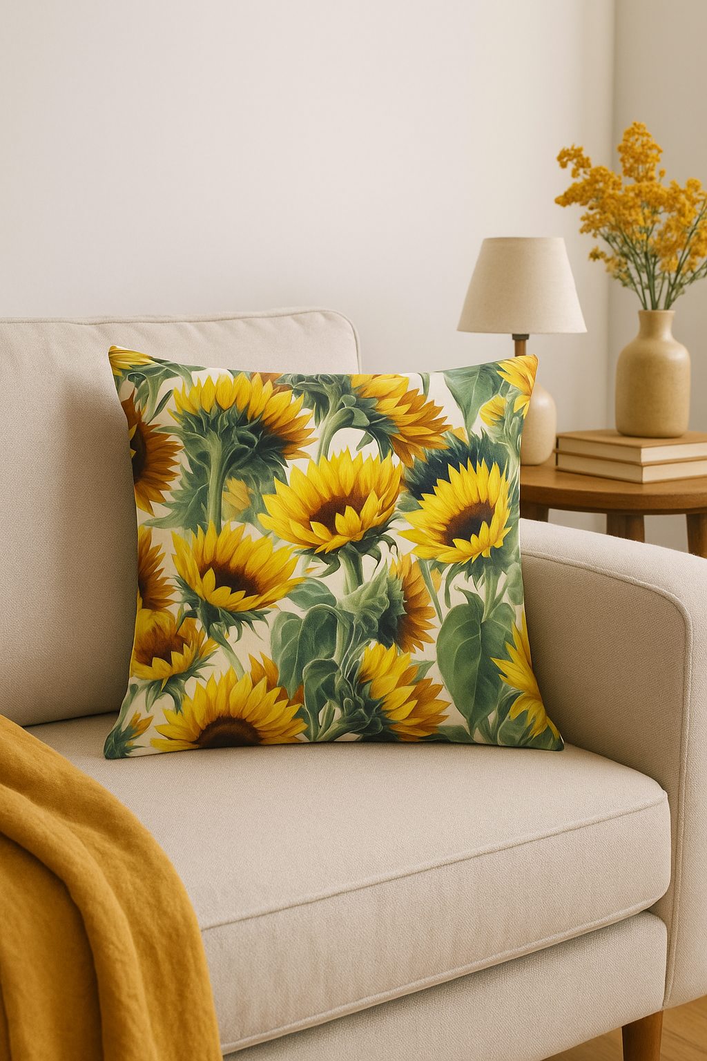 housse de coussin tournesol décoratif pour été