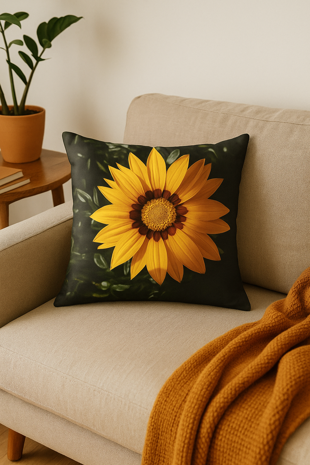 housse de coussin tournesol décoratif pour l'été
