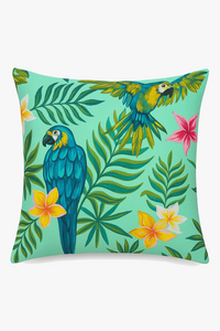 housse de coussin tropical avec motif perroquet coloré