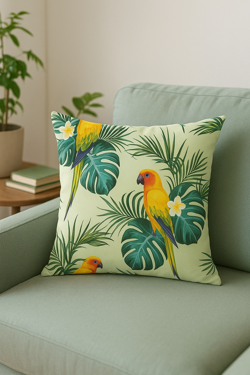 housse de coussin tropical motif perroquet pour canapé - vue 2 sur 2