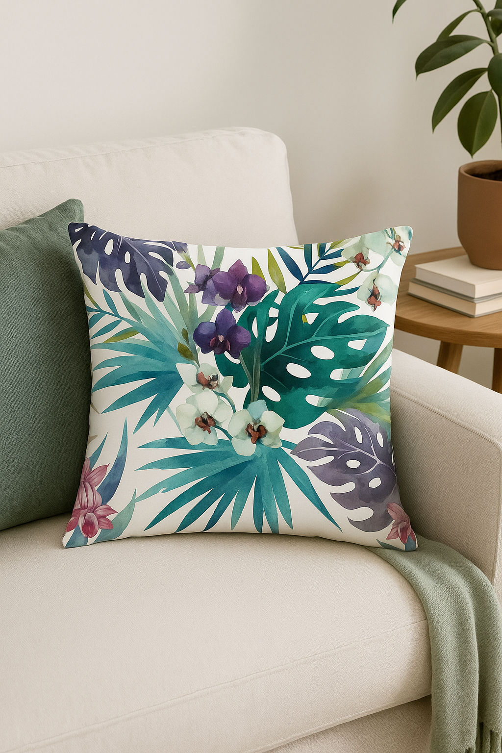 housse de coussin tropicale pour un salon élégant - vue 3 sur 2
