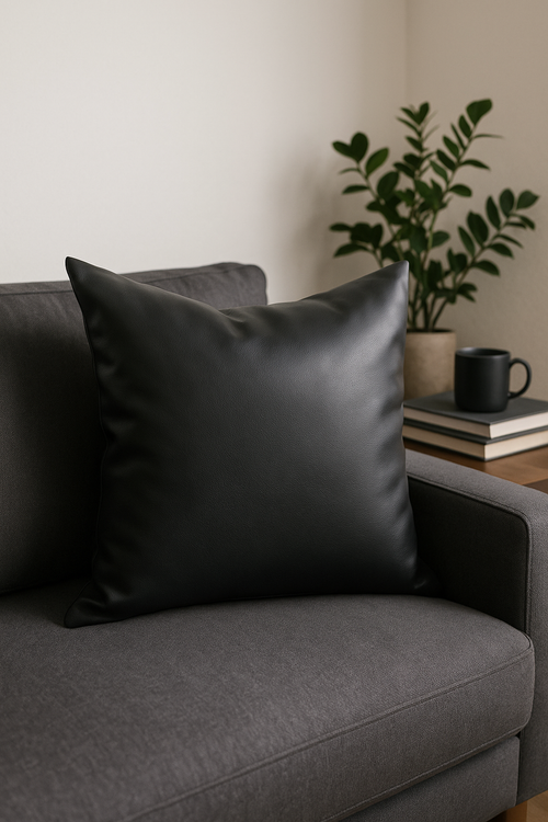 housse de coussin unie en similicuir plusieurs tailles disponibles - vue 2 sur 2