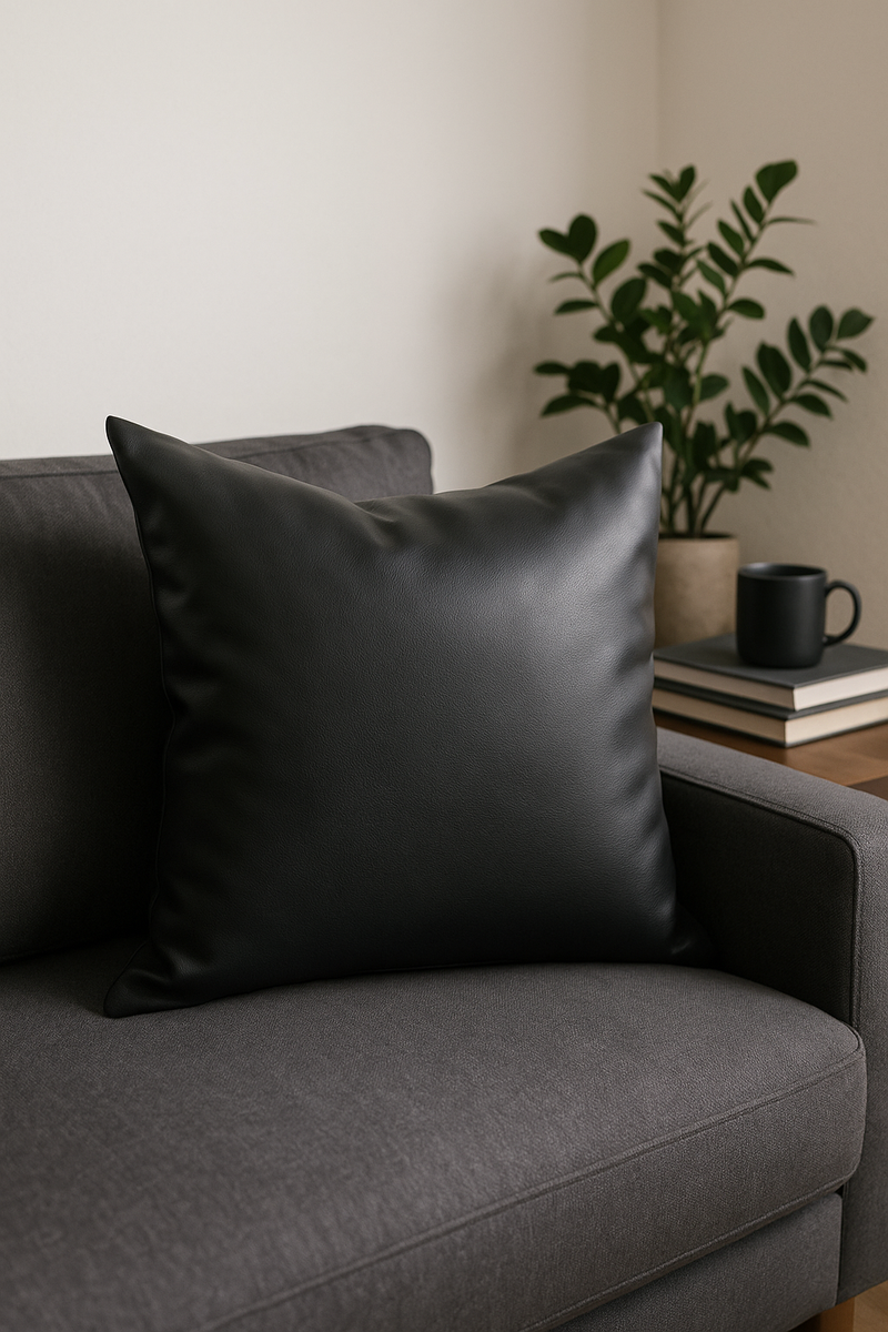 housse de coussin unie en similicuir plusieurs tailles disponibles