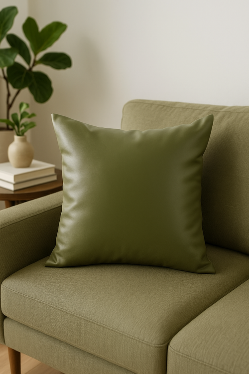 housse de coussin unie en similicuir pour décoration intérieure - vue 2 sur 2