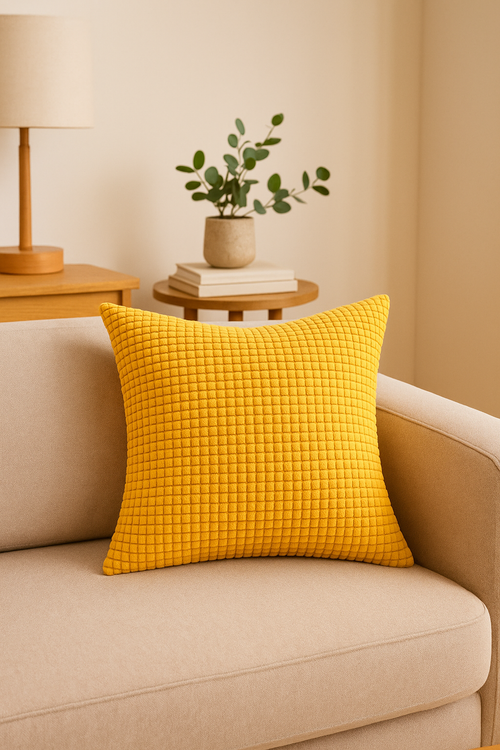 housse de coussin velours côtelé grain de maïs décoratif 35 à 70 cm - vue 2 sur 2