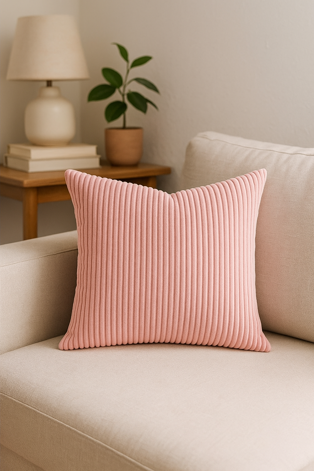 housse de coussin velours côtelé rayé pour canapé-lit