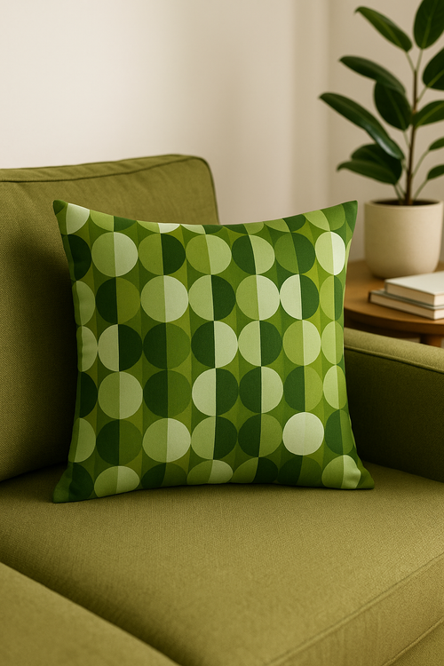 housse de coussin verte géométrique abstraite pour canapé - vue 2 sur 2